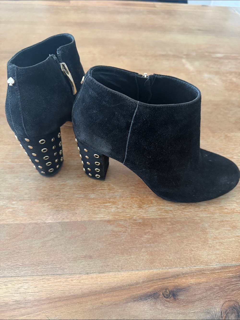 Kate Spade Black Suede Studded Ankle Booties - Size 7.5